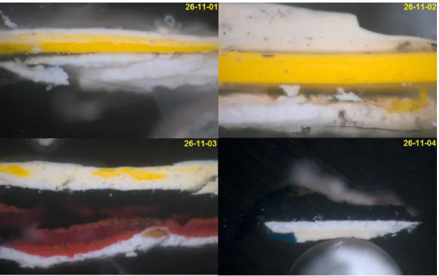 Fig. 4-7 – Fotografia da “Francisco de Assis”, de Álvaro Lapa, com a marcação dos pontos de  análise  por  FTIR  in  situ  (C1  a  C4  indicam  as  amostras  26-11-01  a  26-11-04,  recolhidas  em  2011)
