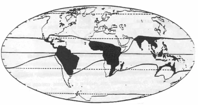 Figura 2.1 - Extensão do fenômeno de laterização na superfície emersa da terra. 