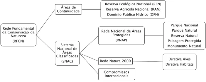 Figura 1 - Esquema organizacional da Rede Fundamental da Conservação da Natureza Rede Fundamental da Conservação da Natureza(RFCN)Áreas de Continuidade