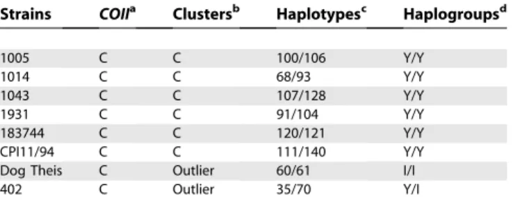 Table 2. Nuclear and Mitochondrial Markers of T. cruzi Inferred in This Work