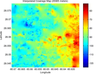 Fig. 12.  Interpolated coverage area of 25x25 meters resolution 