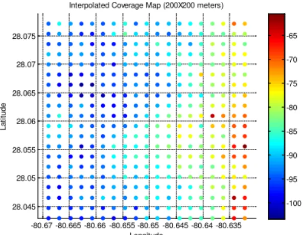 Fig. 15.  Interpolated coverage area of 200x200 meters resolution 
