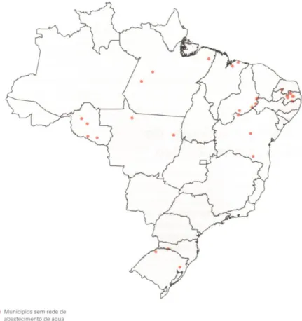 Figura 2 – Mapa dos municípios sem atendimento de água no Brasil (PNSB/2008) 