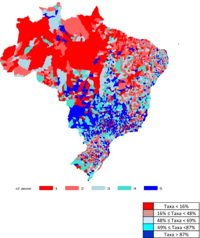 Figura 4 – Mapa do percentual de atendimento de água no Brasil, em 2008. 