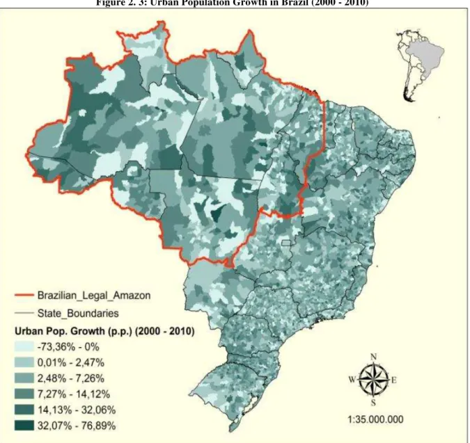 Figure 2. 3: Urban Population Growth in Brazil (2000 - 2010) 