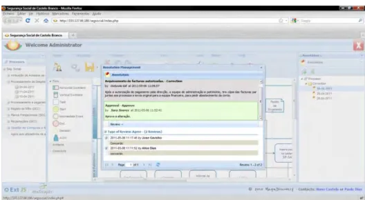 Fig. 8. Textual annotation, reviews and evaluation made to the business process 