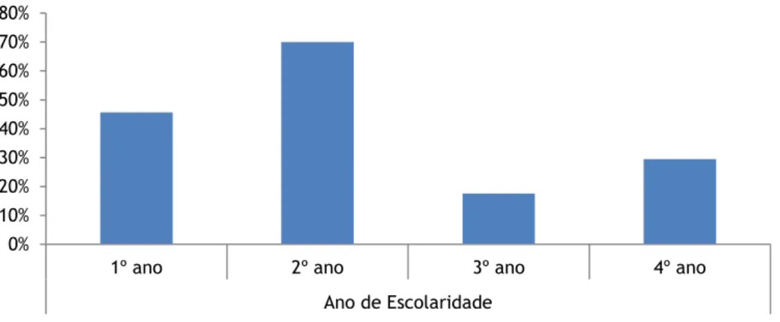 Figura 4- Distribuição percentual dos estudantes por ano de escolaridade.