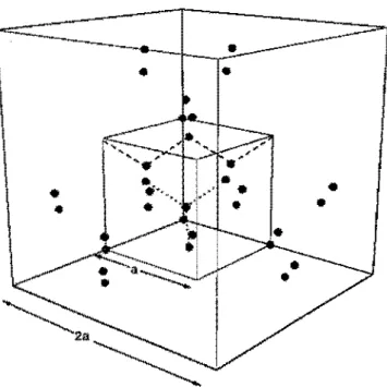 Figura 4.1:  Esquema  da  célula  composta por  82  átomos utili,roda  na simulação  do  nitreio  de  boro  zinc-blende,  cmde  esferas  distintas  representa.m  espécies  diferentes  de  átomos