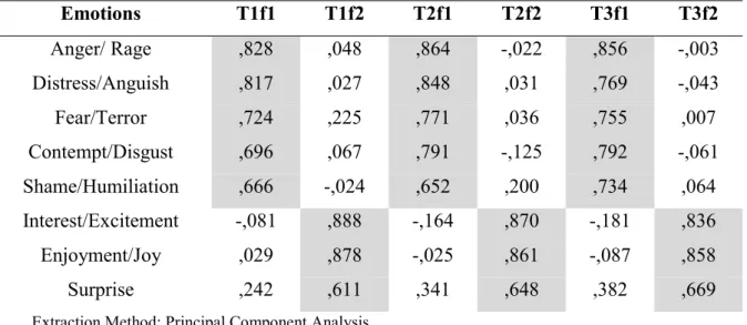 Table 2.3 - Factor loadings across all three measurement moments 