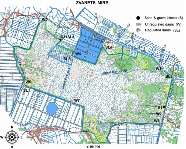Figure 3.12 Map of the Zvaniec mire (Malashevich et al., 2008) 