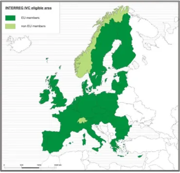 Figure 6 The eligible INTERREG IV C area 
