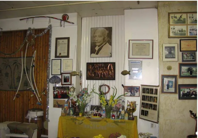Figura 1: O “altar” com a imagem de Mestre Pastinha no Capoeira Angola Center.