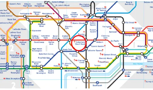 Figura  1:  Mapa  do  metro  de  Londres  e  da  localização  da  LSBM,  www.lsbm.org.uk  [15  de  Outubro  de  2011].