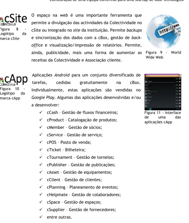 Figura  10  -  Logótipo  da  marca cApp  Figura 11 - Interface  de  uma  das  aplicações cApp Figura 8 - Logótipo da marca cSite  Figura  9  -  World Wide Web 