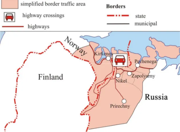 Fig. 2. The local border traffic area between the Russian Federation   and the Kingdom of Norway 