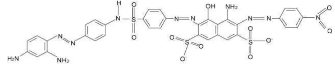 Figura  1.  Estrutura  química  do  corante  Acid  Black  210  (FONTE:  ZAHRIM;  TIZAOUI;  HILAL.,  2010)