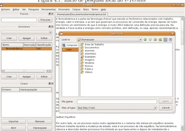 Figura 4.7: In´ıcio de pesquisa local no e-Termite