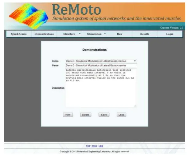 Figura 2-1 – Exemplo de página para a seleção de um cenário de demonstração no ReMoto