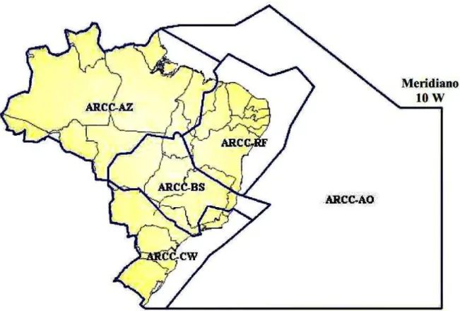 Figura 1  –  Área de responsabilidade da Aeronáutica Brasileira referente a operações de busca e  salvamento