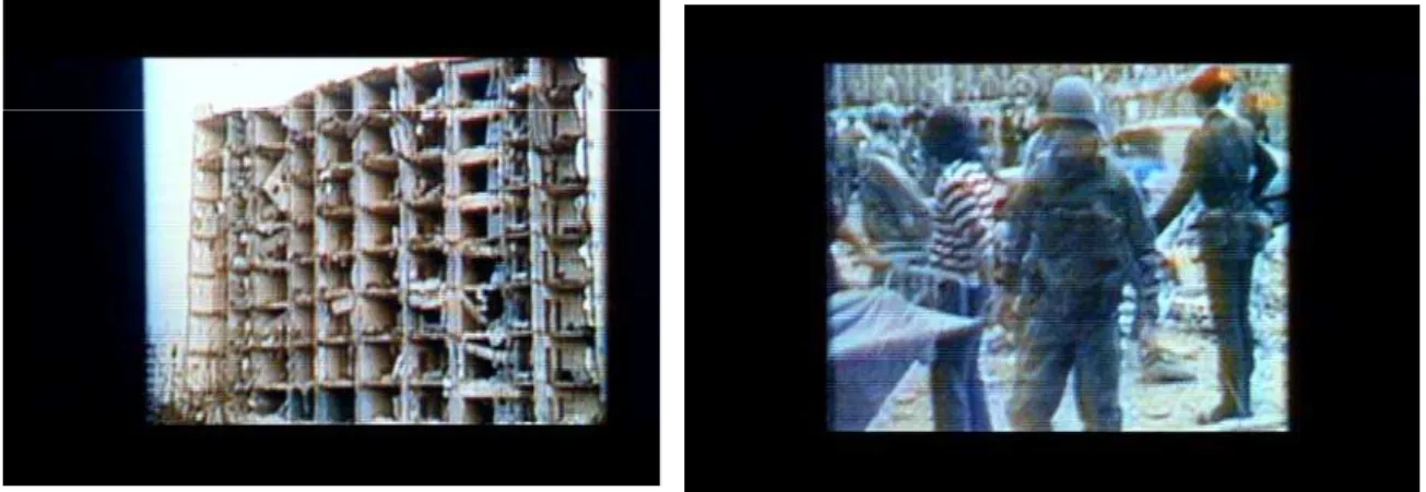 Figura 1: Imagens do atentado de 1996 em Dhahran, Arábia Saudita, exibidas na  seqüência de abertura do filme