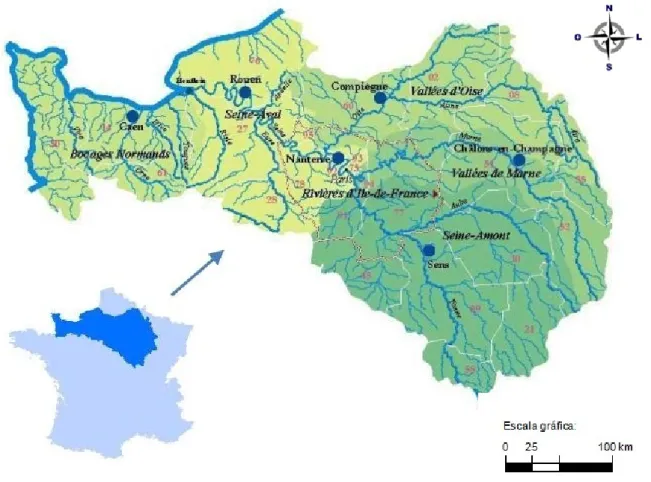 Figura 3 - Localização da bacia Seine-Normandie no território francês 
