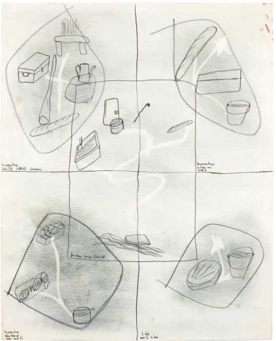 Fig. 5. L’Île d’en bas, Le Serret,  Gourgas, 1968, 1969, 1972,  1973. Carte rétrospective tracée  par Jacques Lin