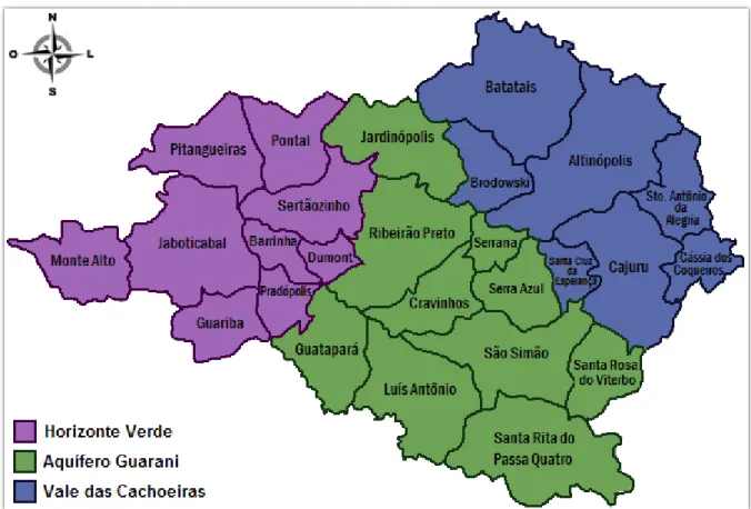 Figura 5. Mapa do DRS-XIII com divisão geográfica municipal 
