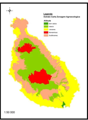 Figura 3 – Cartografia altitude da ilha (fonte: Áster vs. Carta Zonagem Agroecológica da ilha de Santiago) 