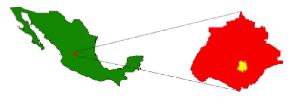 Figura 1 - Ubicación Geográfica del Estado y Ciudad de Aguascalientes 