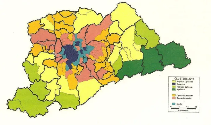 Figura 4: Distribuição das áreas homogêneas por distrito e município na  RMSP, 2010 