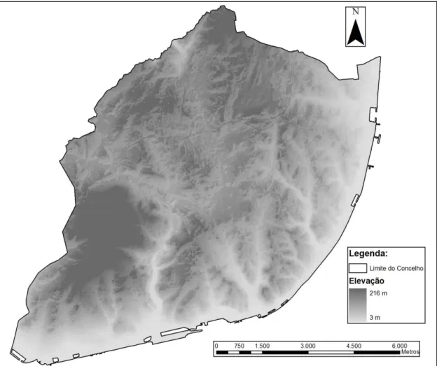 Figura 17 - Modelo Digital de Terreno do Concelho de Lisboa com resolução de 5m.