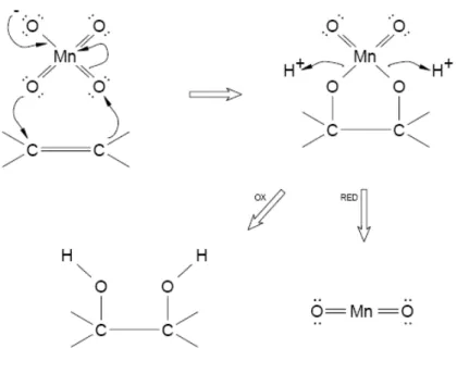 Figura 6-O íon permanganato atuando como oxidante em alcenos. 49