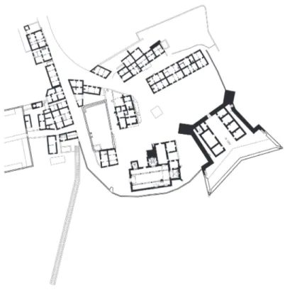 Figura 10: Carta para  el estudio integrado  del paisaje y del núcleo  urbano de Cacela al  inicio de la segunda  mitad del siglo XX: el  núcleo urbano