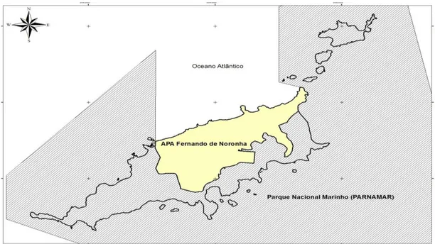 Figura 2: Limites das duas unidades de conservação homologadas por Lei Federal no Arquipélago Fernando de  Noronha 