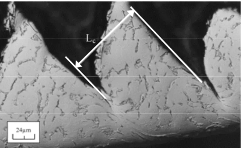 FIGURA 2.12 – Micrografia das bandas de cisalhamento localizadas (ou bandas de  cisalhamento adiabáticas) formadas no corte ortogonal do Ti-6Al-4V a uma 