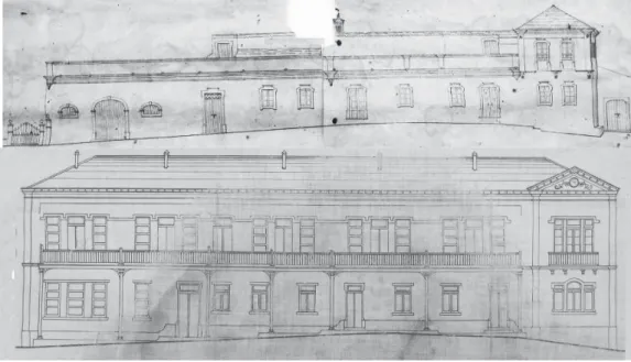 Figura 10  imagens do alçado principal da casa original e do alçado do Sanatório Carlos Vasconcelos Porto, após as obras de  transformação