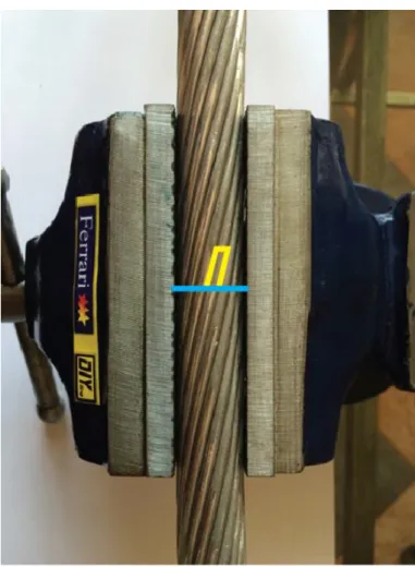 Fig. 3.8 – Medida do ângulo de hélice em um trecho de cabo previamente submetido  ao EDS
