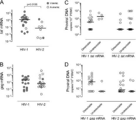 TABLE 3. Correlations between virological parameters and levels of CD4 T cells and immune activation in untreated HIV-2 and HIV-1 infections