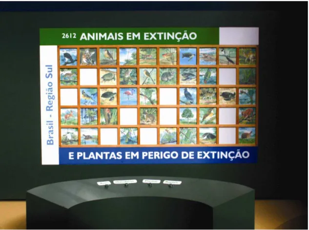 Figura 5: Painel do aparato Animais em extinção e plantas em perigo de extinção 
