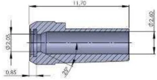 Figura 10: Abutment triângulo interno para  parafuso cone morse e suas dimensões