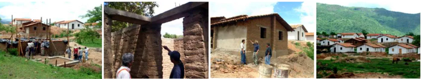 Figura 16 – Exemplos de reconstrução de habitações em adobe após o Furação  de 1998 na Nicaragua