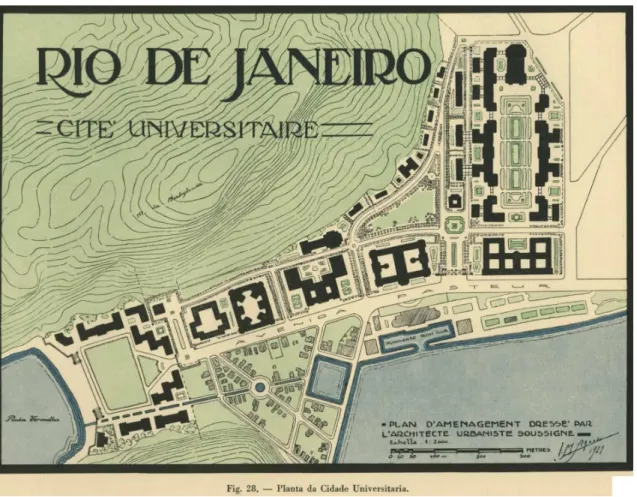 Figura 20. Plano de Agache para a Cidade Universitária na Praia Vermelha  Disponível em http://planourbano.rio.rj.gov.br/ 