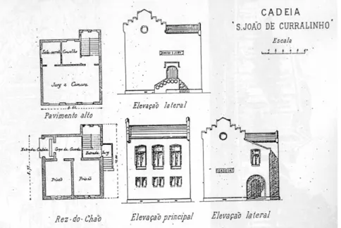 Figura 13: Projeto da Cadeia e Fórum de São João de Curralinho, autoria de Victor Dubugras (TOLEDO,  1985, s/p.).
