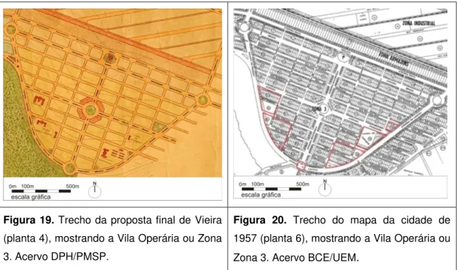 Figura 19. Trecho da proposta final de Vieira  (planta 4), mostrando a Vila Operária ou Zona  3