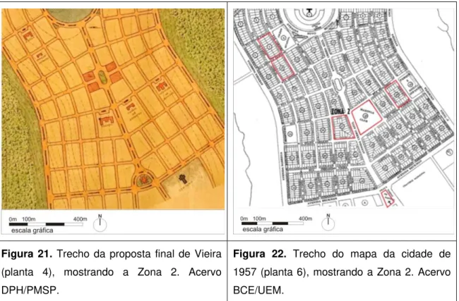 Figura 21. Trecho da proposta final de Vieira  (planta 4), mostrando a Zona 2. Acervo  DPH/PMSP