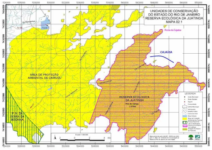 Figura 4.1 - Localização geográfica da reserva ecológica da Juatinga e da microárea Cajaíba 