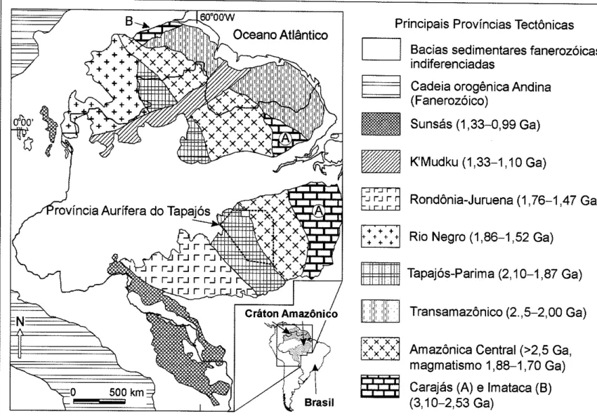 Figura  6: Províncias  geocronológicas  do  Cráton  Amazônico,  segundo.(  Juliani ef  ai