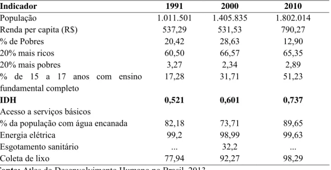 Tabela 1 – Perfil socioeconômico do município de Manaus, AM, no período de 1991 a 2010  