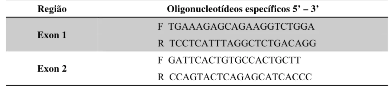 Tabela 5 –   Oligonucleotídeos utilizados para amplificação da PROKR2 