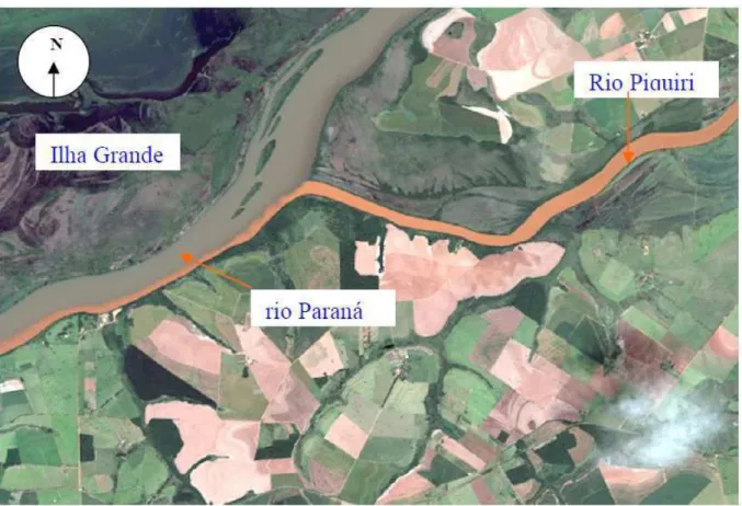 Figura 7: Imagem do encontro da água do rio Piquiri com as águas do rio Paraná. 